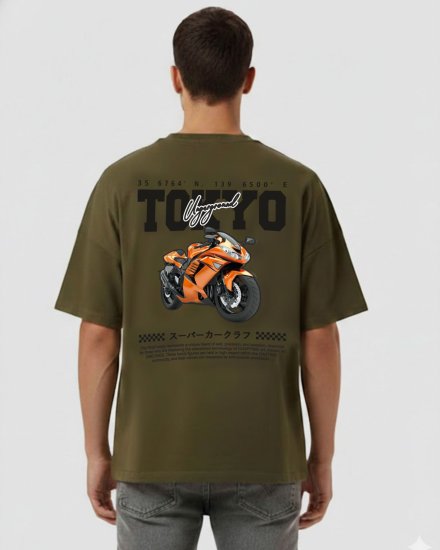 Men’s Premium Olive Green Tokyo Graphic print Oversized T-Shirt
