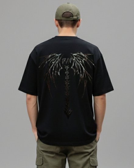 Dark Wings Oversized T-Shirt (Gel Print Edition | 260 GSM)