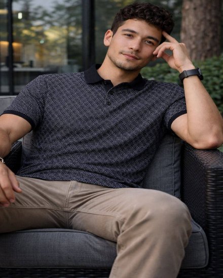 Men's Black Polka Dot Polo Shirt