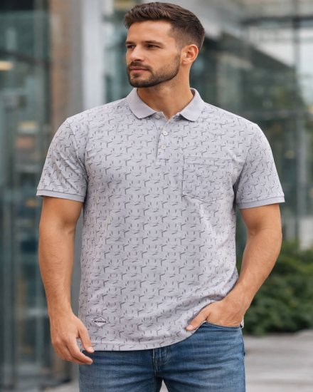 Men’s Light Grey Geometric Printed Polo T-Shirt