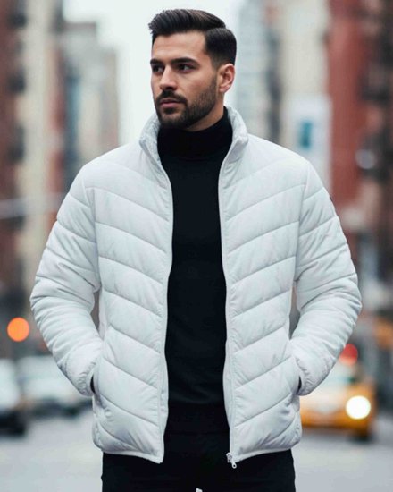 Men’s White Quilted Puffer Jacket