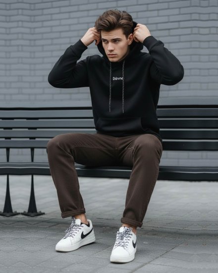 Men’s Premium Black printed Hoodie