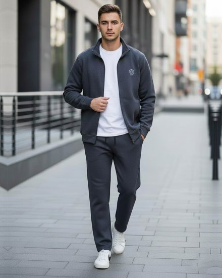 Men’s Premium Charcoal Grey Full-Zipper Tracksuit