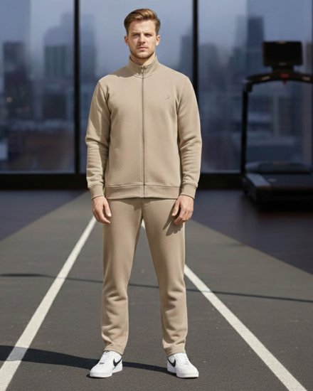 Men’s Premium Beige Full-Zipper Tracksuit
