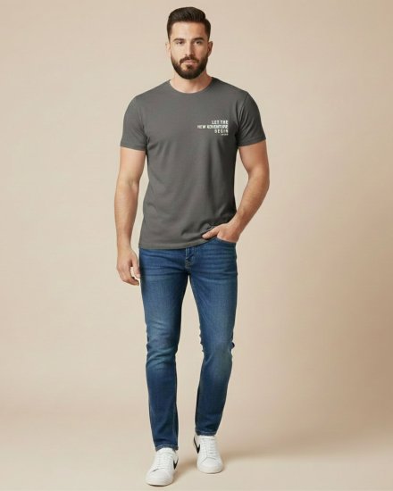 Men’s Premium Grey Printed Round Neck T-shirt