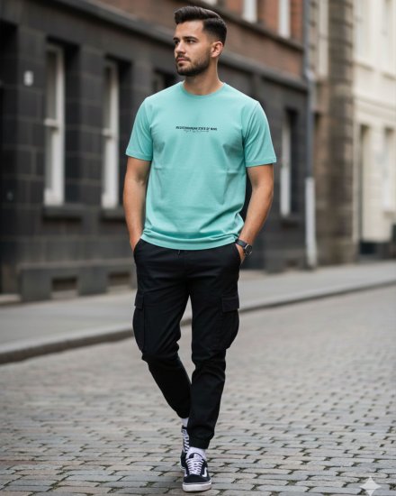 Men’s Premium Mint Green Printed Round Neck T-shirt