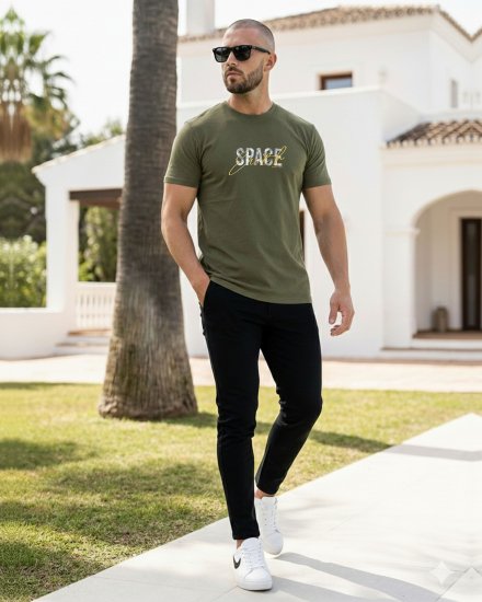 Men’s Premium Olive Green Round Neck T-shirt