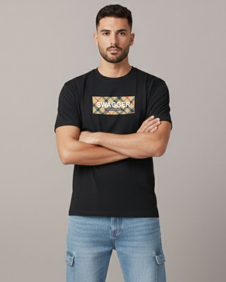 Men’s Premium Black “SWAGGER” Graphic Print  Round Neck T-Shirt
