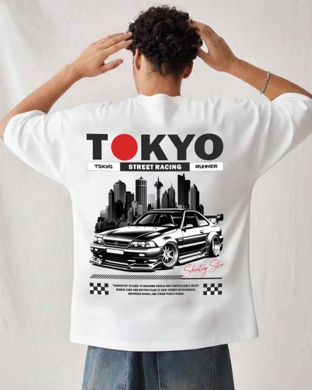 Men’s Premium Off-White Tokyo Classic Graphic Print Oversized T-Shirt