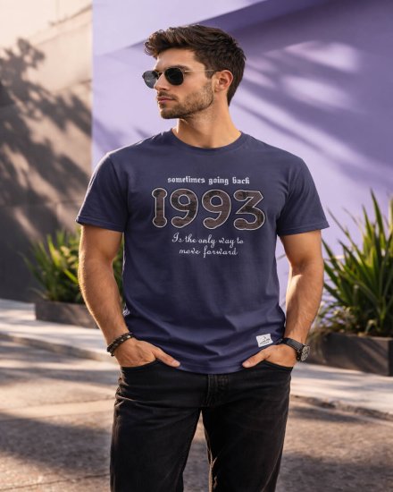 Men’s Navy Blue 1993 Graphic Print T-Shirt