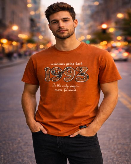 Men’s Rust Orange 1993 Graphic Print T-Shirt